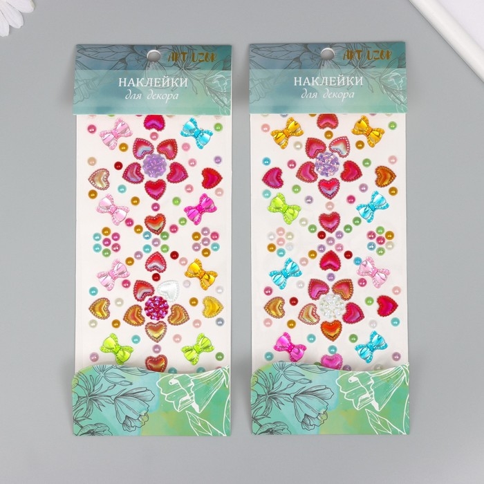 Наклейка пластик стразы Наклейка пластик стразы "Розочки и бантики" МИКС 25х10 см