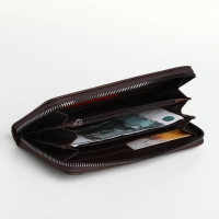 Портмоне мужское на молнии, отдел для карт, монет, цвет коричневый