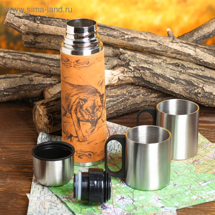Набор «Волк»: термос 500 мл, кружка 200 мл, 2 шт., время сохранения тепла 24 ч Набор «Волк»: термос 500 мл, кружка 200 мл, 2 шт., время сохранения тепла 24 ч