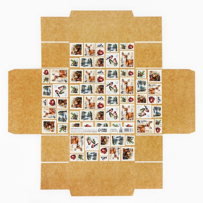 Коробка новогодняя складная &laquo;Ретро&raquo;, 17 х 17 х 7 см, Новый год