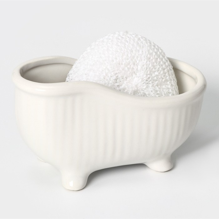 Подставка с губкой Доляна &laquo;Переплетение&raquo;, 250 мл, цвет белый