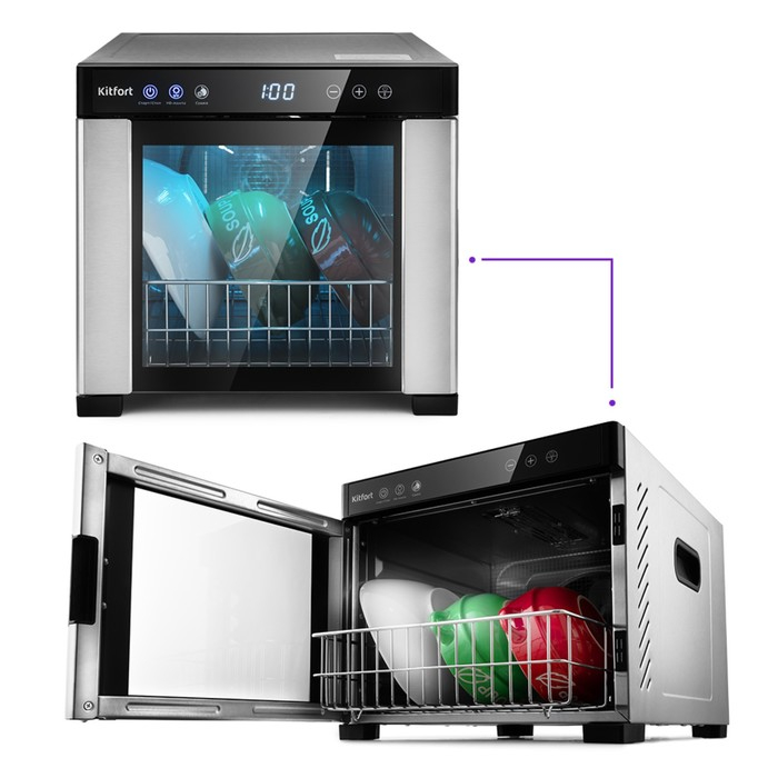 Сушилка для овощей и фруктов Kitfort КТ-1916, 550 Вт, 6 ярусов, серебристая Сушилка для овощей и фруктов Kitfort КТ-1916, 550 Вт, 6 ярусов, серебристая