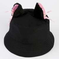 Панама детская для девочки &laquo;Кошка&raquo;, цвет чёрный, р-р 54