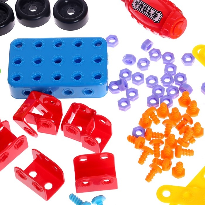 Конструктор в чемодане &laquo;Объёмная мозаика&raquo;, с электрическим шуруповертом, 54 модели, 292 детали