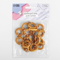 Цепочка для сумки, с карабинами, деревянная, d = 2,5/3 см, 60 см, цвет коричневый/золотой