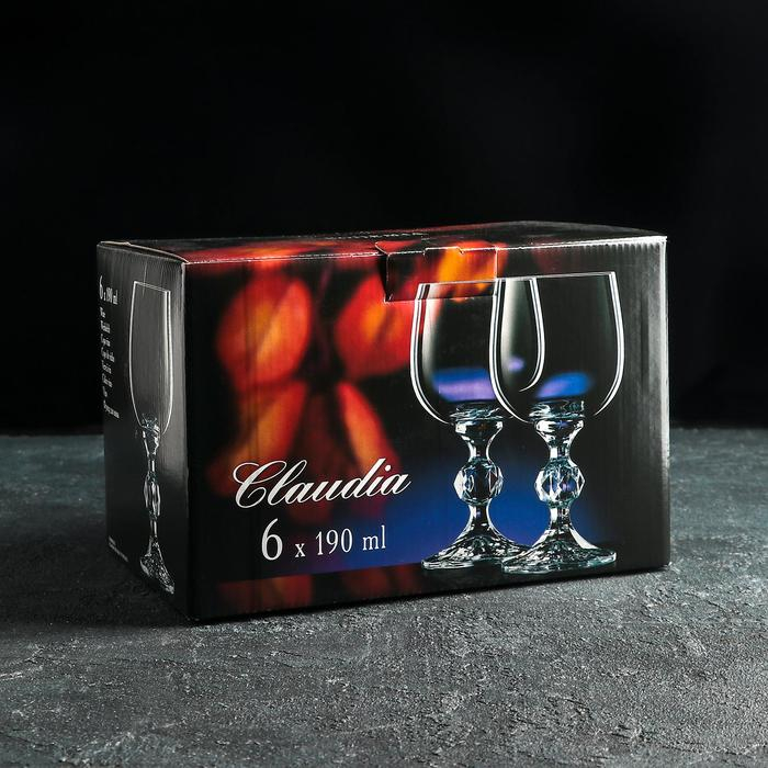 Набор бокалов для вина Bohemia Crystal &laquo;Клаудия&raquo;, 190 мл, 6 шт