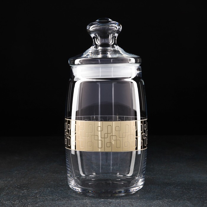 Банка для сыпучих продуктов &laquo;Геометрия&raquo;, 1,1 л, с гравировкой и напылением, цвет напыления золотой