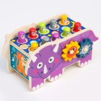 Детский логический центр двусторонний «Носорог» 2 в 1 (стучалка, крутилки) 24 × 10 × 14 см Детский логический центр двусторонний «Носорог» 2 в 1 (стучалка, крутилки) 24 × 10 × 14 см