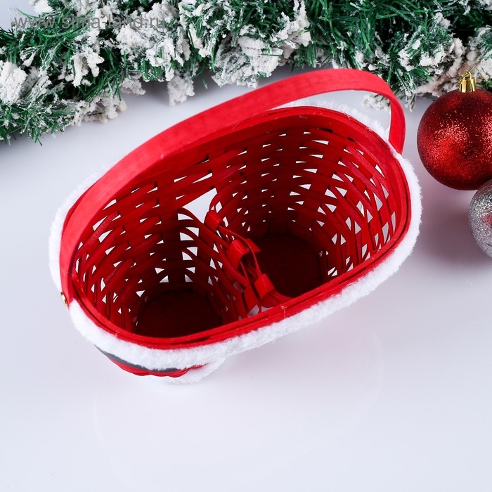 Корзина &laquo;Новогодние штаны&raquo;, красные, 23&times;12&times;13/23 см, шпон