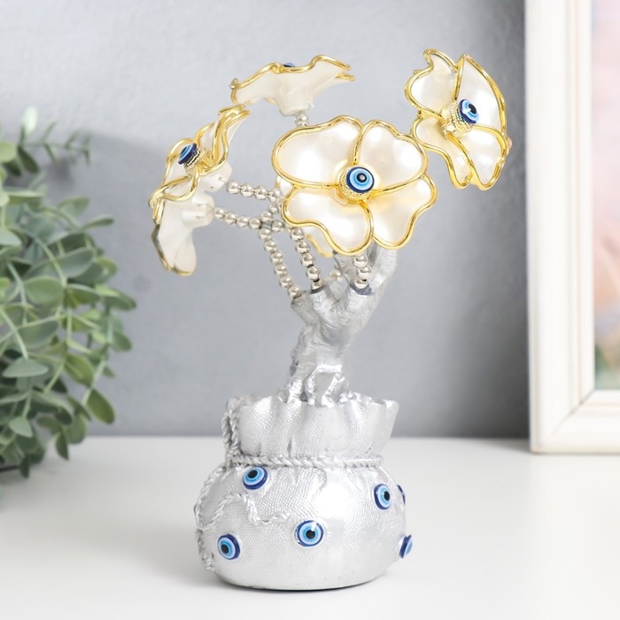 Сувенир от сглаза Сувенир от сглаза "Цветущее дерево. Денежный мешок" серебро, перламутр 14,5х8,55х22 см