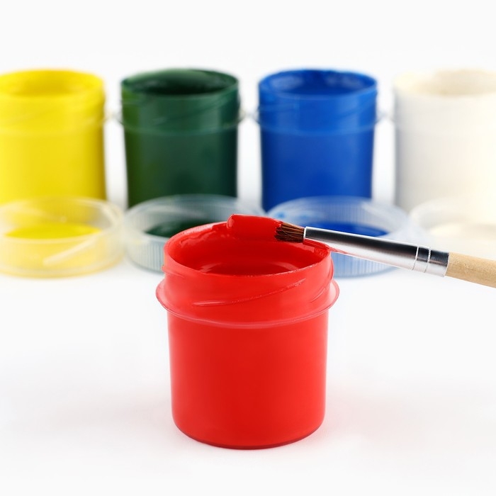 Гуашь 6 цветов по 10 мл, &laquo;Котик с кисточкой&raquo;