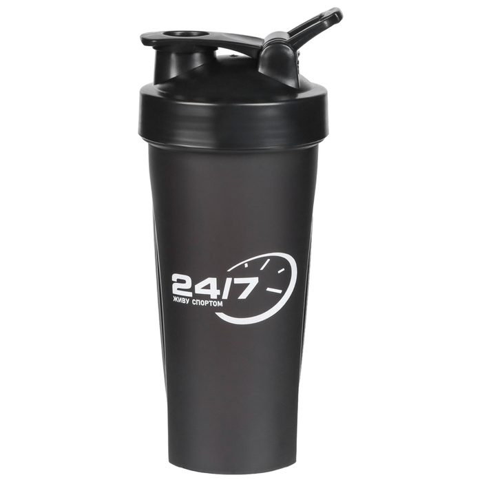 Шейкер, серия: CrossFit Max, Шейкер, серия: CrossFit Max, "Мастер К. Живу спортом 24/7", 600 мл, 9 х 21.5 см, черный