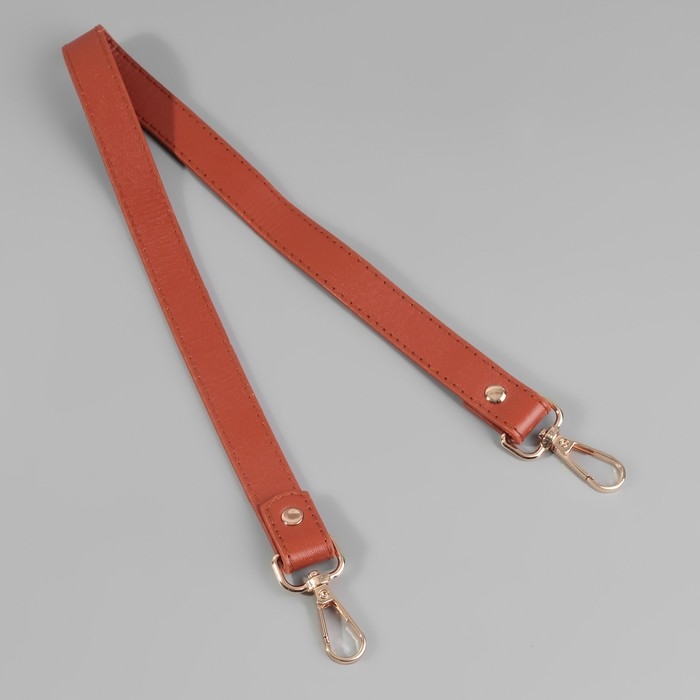 Ручка для сумки, с карабинами, 60 &plusmn; 1 см &times; 2 см, цвет светло-коричневый