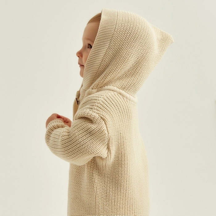 Кардиган вязаный с капюшоном SL Home, р.86-92 см, молочный Кардиган вязаный с капюшоном SL Home, р.86-92 см, молочный