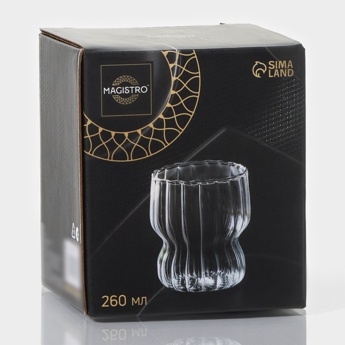 Стакан стеклянный Magistro «Полоска», 260 мл, 7,6×9 см Стакан стеклянный Magistro «Полоска», 260 мл, 7,6×9 см