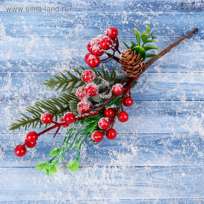 Декор Декор "Зимние грезы" ягоды зелень хвоя шишка, 27 см