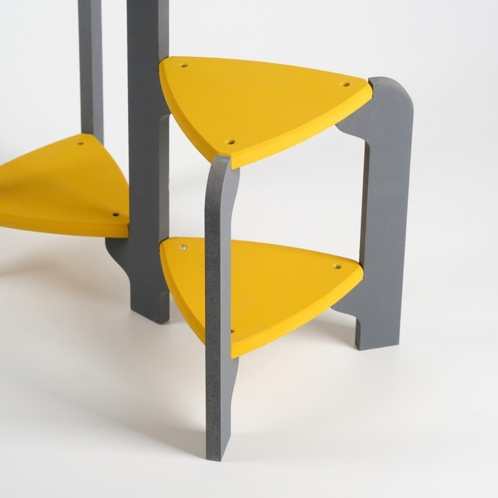 Стойка-полка для цветов треугольная Флора (2 места) Серо-желтый