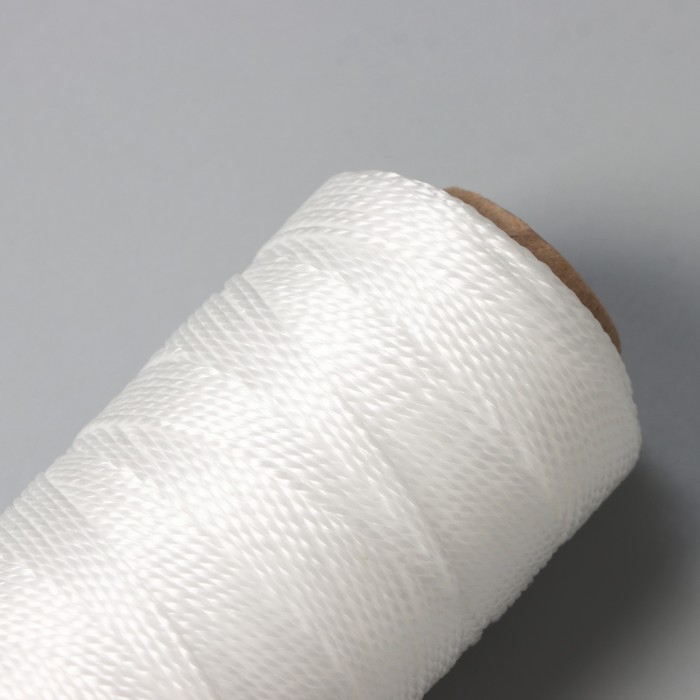 Нить крученая Доляна, 2-х прядная, ПП, d=1,3 мм, 200 м, цвет белый