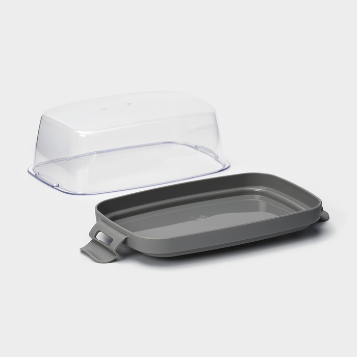 Маслёнка пластиковая «Летиция», 16.5×10 см, цвет пыльно-серый Маслёнка пластиковая «Летиция», 16.5×10 см, цвет пыльно-серый