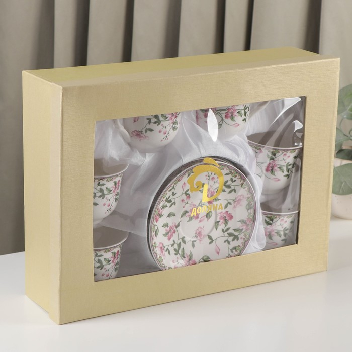 Сервиз фарфоровый чайный Доляна &laquo;Бланко&raquo;, 12 предметов: 6 чашек 220 мл, 6 блюдец d=14 см