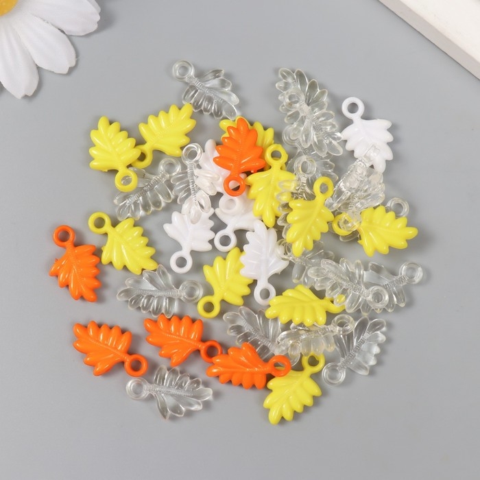 Декор для творчества Декор для творчества "Листья. Жёлтый, оранж, белый и прозрачный" н-р 20 гр 2,2х1,4х0,4 см