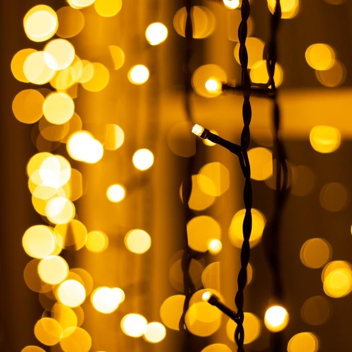 Гирлянда &laquo;Занавес&raquo; 2 &times; 6 м, IP44, УМС, тёмная нить, 1440 LED, свечение тёплое белое, 220 В