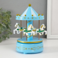 Сувенир музыкальный механический "Карусель 4 лошадки" голубая 9,6х9,6х15,5 см Сувенир музыкальный механический "Карусель 4 лошадки" голубая 9,6х9,6х15,5 см