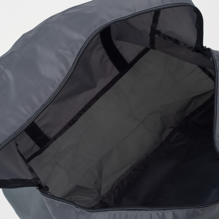 Сумка дорожная на молнии, складная в косметичку, наружный карман, держатель для чемодана, цвет серый/голубой Сумка дорожная на молнии, складная в косметичку, наружный карман, держатель для чемодана, цвет серый/голубой