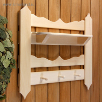 Полка вешалка резная, 3 крючка, 55&times;50&times;12 см