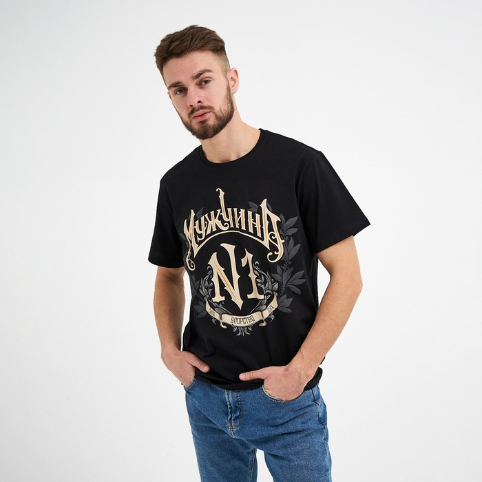 Футболка мужская KAFTAN "Номер один", черный, размер 48