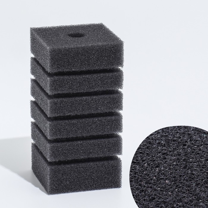 Губка прямоугольная для фильтра турбо № 3, 6 х 6 х 12 см, серая Губка прямоугольная для фильтра турбо № 3, 6 х 6 х 12 см, серая