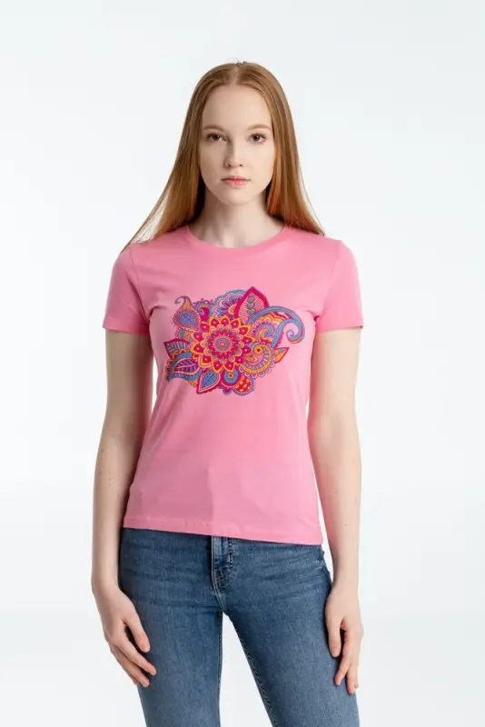 Футболка женская &laquo;Узор&raquo;, розовая, размер S