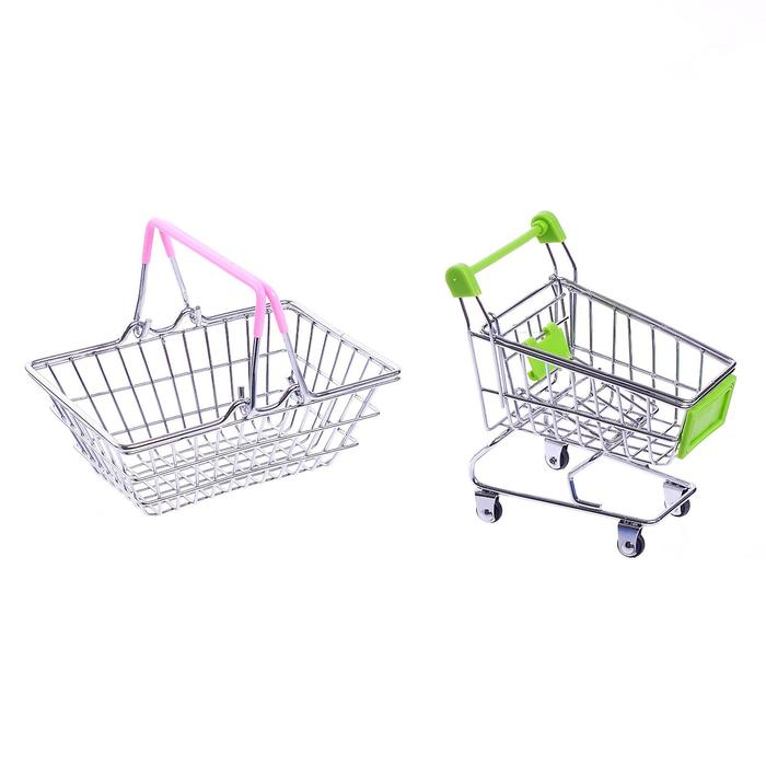 Набор для покупок &laquo;Мини-магазин&raquo; с корзинкой и тележкой