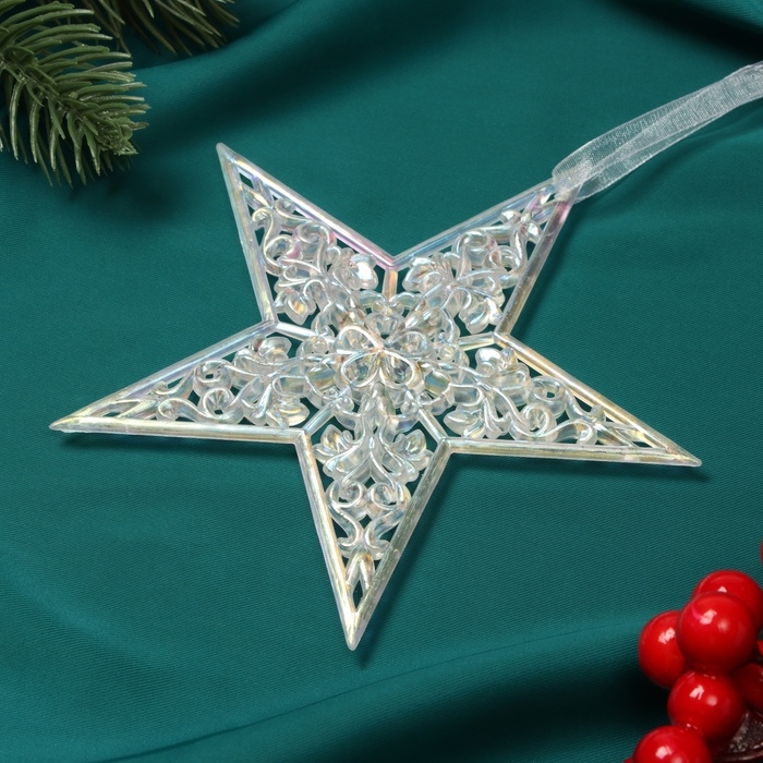 Украшение ёлочное "Изящная" 12,5х12,5 см, прозрачный перелив