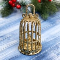 Украшение ёлочное "Клетка блеск" 12,5х6,5 см, золото