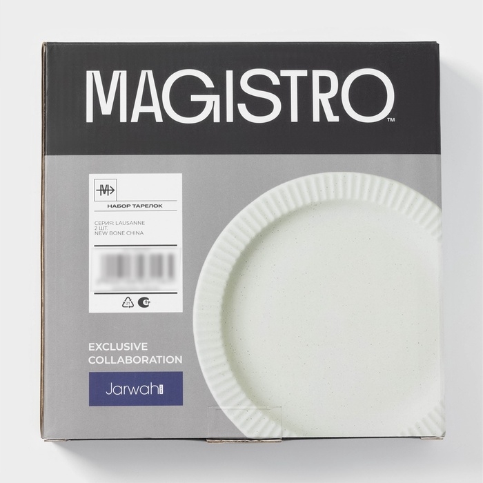 Тарелки Magistro Jarwah Lausanne, d=21,3 см, обеденные, набор 2 шт, фарфор, серые Тарелки Magistro Jarwah Lausanne, d=21,3 см, обеденные, набор 2 шт, фарфор, серые