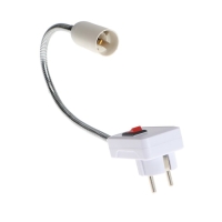 Переходник Ecola, вилка/патрон Е14, 395 &times; 45 мм, с выключателем, белый