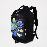 Рюкзак молодёжный из текстиля на молнии, 3 кармана, цвет чёрный