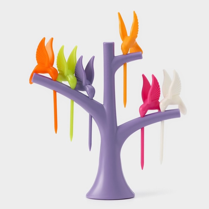 Набор для канапе &laquo;Птицы&raquo;, на подставке, 6 шпажек, цвет МИКС