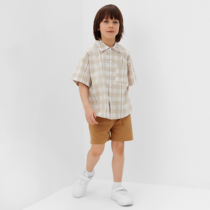 Рубашка для мальчика KAFTAN "Клетка", размер 32 (110-116)