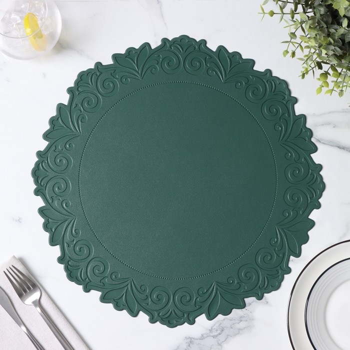 Набор салфеток сервировочных «Элоиза», 4 шт, d=37,5 см, цвет зелёный Набор салфеток сервировочных «Элоиза», 4 шт, d=37,5 см, цвет зелёный
