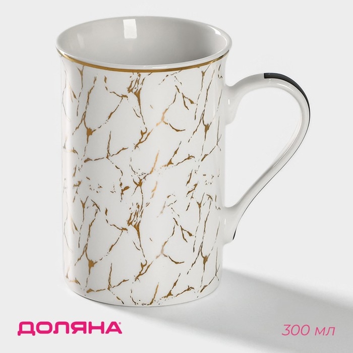 Кружка фарфоровая Доляна Gold, 300 мл, цвет белый Кружка фарфоровая Доляна Gold, 300 мл, цвет белый