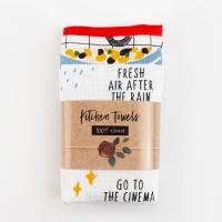 Набор кухонных полотенец Доляна Happiness, 35х60см-4шт, 100% хлопок