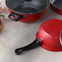 Набор посуды Promo Stone violet: кастрюля 3 л, d=24 см, ковш 1,3 л, сковорода d=24 см, крышки 2 шт, антипригарное покрытие, цвет бордовый Набор посуды Promo Stone violet: кастрюля 3 л, d=24 см, ковш 1,3 л, сковорода d=24 см, крышки 2 шт, антипригарное покрытие, цвет бордовый