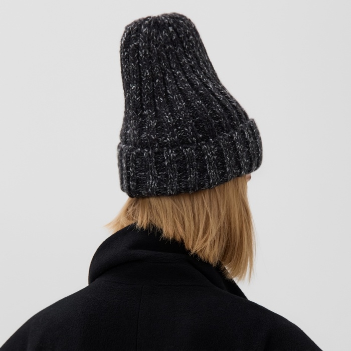 Шапка женская MINAKU с подворотом, размер 54-56, цвет черный Шапка женская MINAKU с подворотом, размер 54-56, цвет черный
