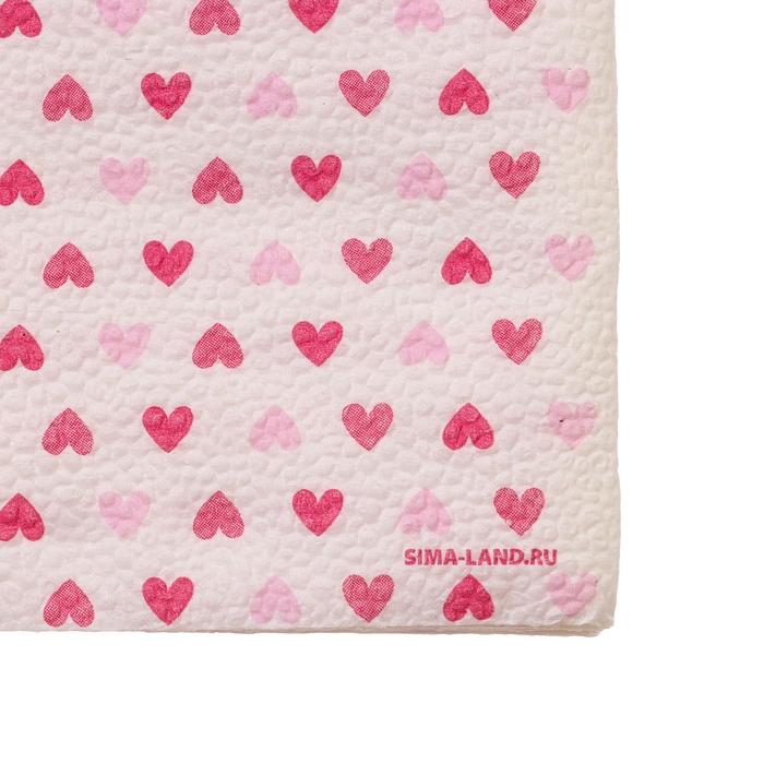 Салфетки бумажные однослойные Салфетки бумажные однослойные "Сердца"розовые 24х24 см, набор 20 шт.