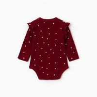 Боди детское с длинным рукавом "Мишка", цвет бордовый, рост 80