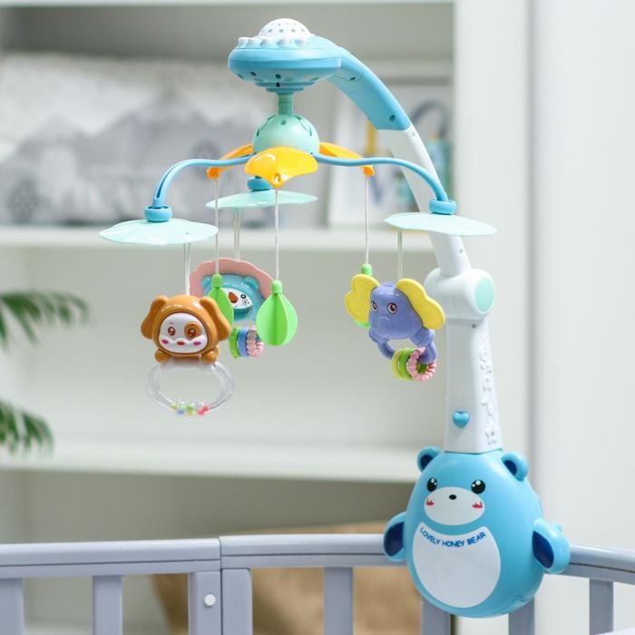 Мобиль музыкальный на кроватку &laquo;Мишка. Малыши&raquo;, проектор, пульт, цвет МИКС