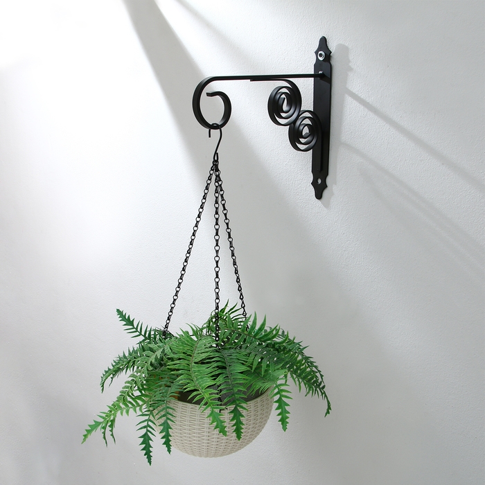 Кронштейн для кашпо кованый, 30 см, металл, чёрный Кронштейн для кашпо кованый, 30 см, металл, чёрный