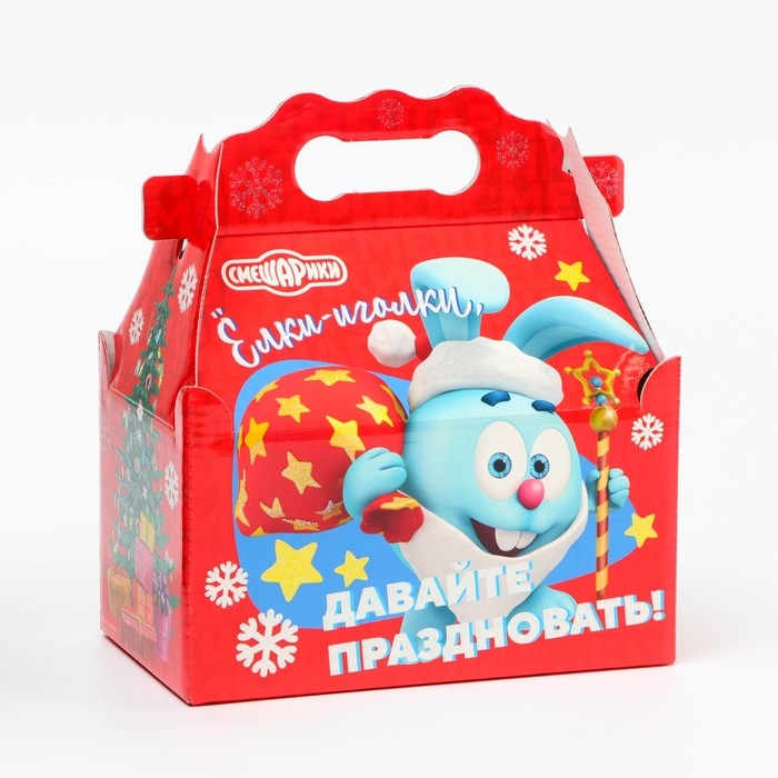 Новый год. Подарочная коробка Новогодняя Ларец простой Новый год. Подарочная коробка Новогодняя Ларец простой "Смешарики" лицензия 20 х 12 х 17 см (+5,5 см).